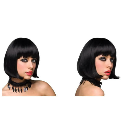 Pleasure Wigs Cici Short Hair Bob Look Banged Wig Black - Romantic Blessings