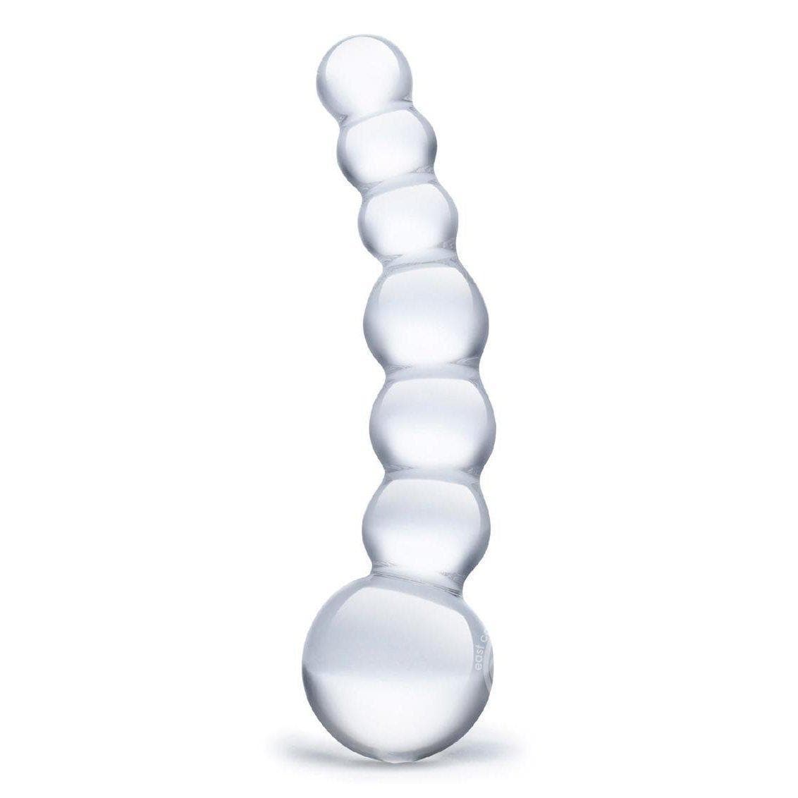 Curved Beaded Dildo Glass Clear 5 Inches - Romantic Blessings