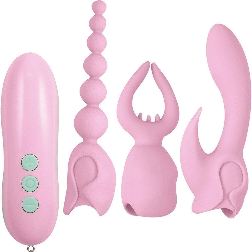 Elite Collection Ultimate Orgasm Waterproof Vibrator Kit with 3 Attachment Sleeves Pink - Romantic Blessings