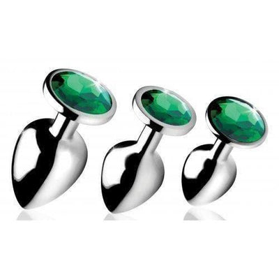 Emerald Gem Anal 3 Piece Metal Butt Plug Training Set for Him and Her - Romantic Blessings