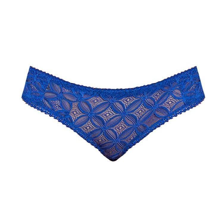 Magic Silk Geo Lace Peek-a-Boo Panty Blue - Romantic Blessings