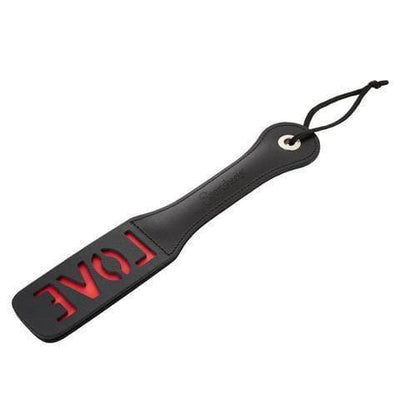 Leather Impression Paddle Love 12 Inch Black for Couples Playful Sessions - Romantic Blessings