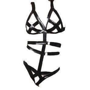Leg Avenue 3 Piece G-String Teddy With Adjustable Arm Straps, Eye Mask, Wrist Restraint - Romantic Blessings