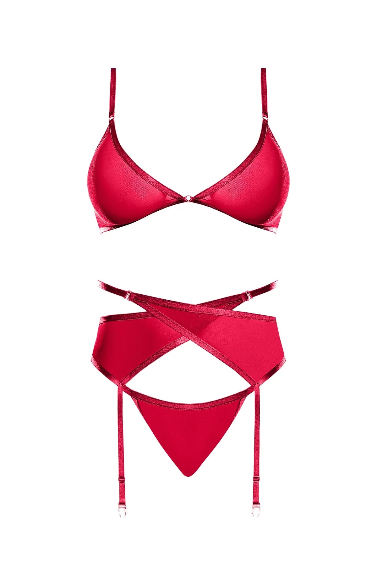 Magic Silk Sheer Mesh Bra Garter Belt & Panty Set Red - Romantic Blessings Magic Silk Sheer Mesh Bra Garter Belt & Panty Set Red - Romantic Blessings