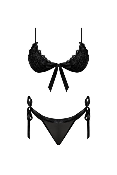 Magic Silk Sugar & Spice Ribbon-Tie Bra & Panty Set Black
