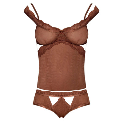 Magic Silk Caramel Kiss Cami & Split Crotch Boy Short Caramel - Romantic Blessings