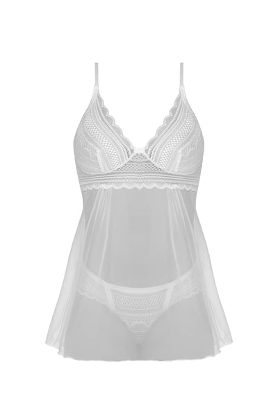 Magic Silk Modern Romance Babydoll & Thong White