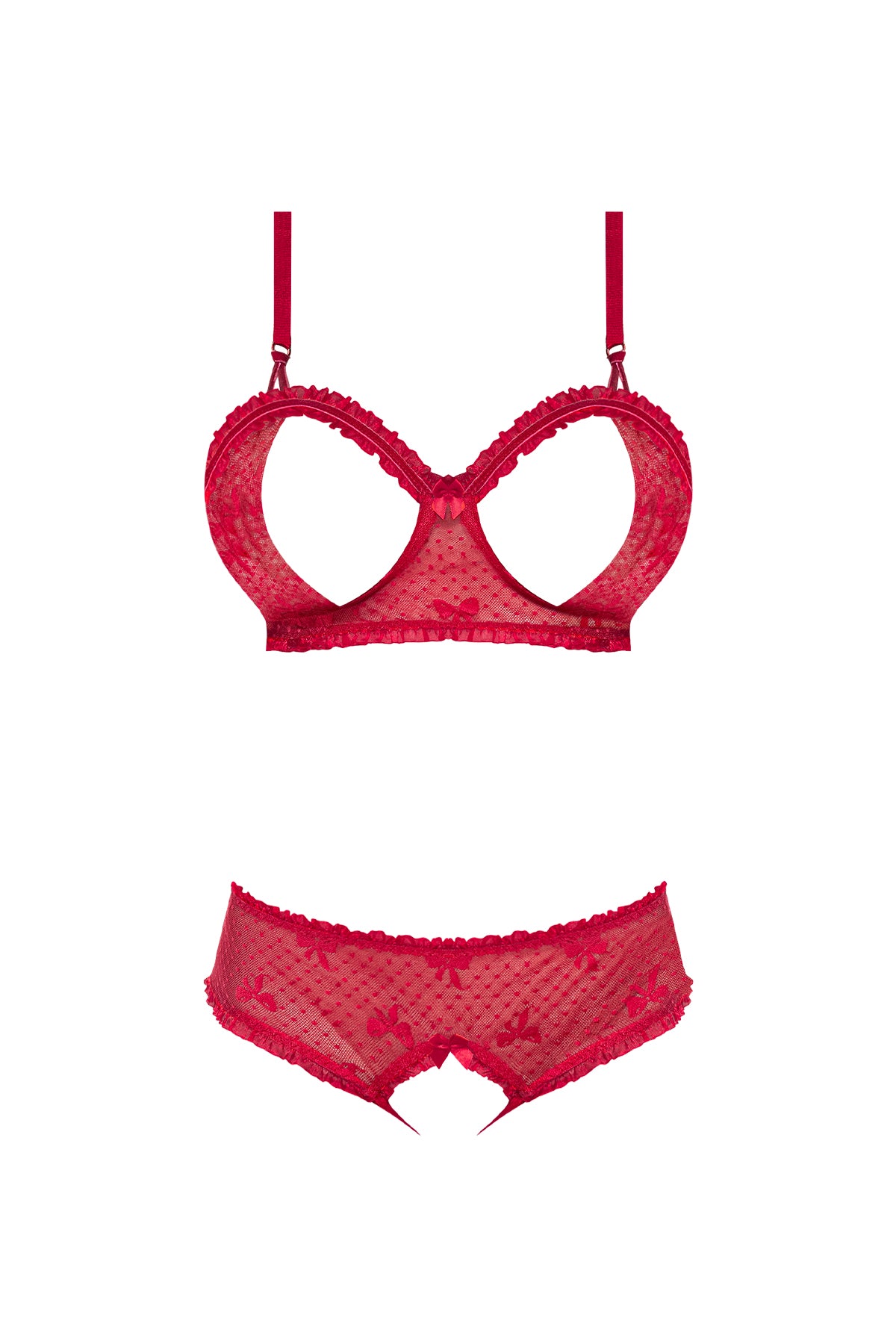 Magic Silk With Love Balconette Bra & Open-Crotch Panty Red - Romantic  Blessings