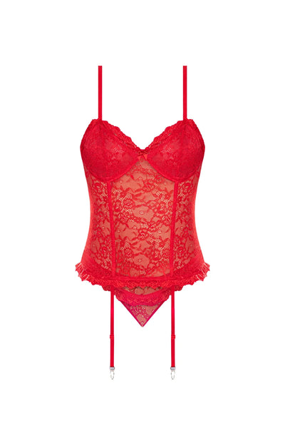 Magic Silk Ooh La Lace Bustier & Panty Set Red