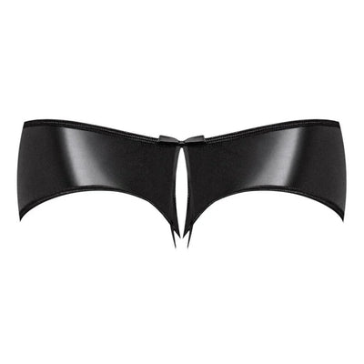 Magic Silk Love & Bondage Liquid Oynx Split Back Crotchless Short & 2-Piece Set Black - Romantic Blessings
