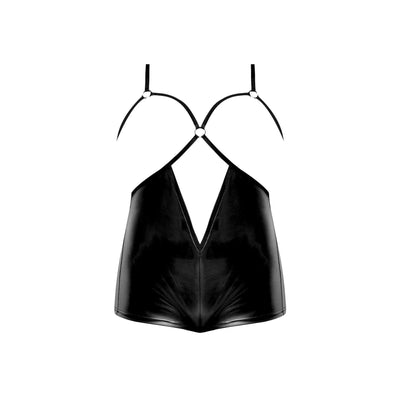 Magic Silk Matte Onyx Cupless Cheeky Back Romper Black - Romantic Blessings