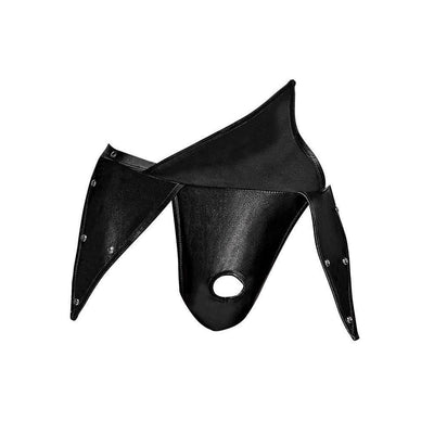 Male Power Gladiator Kilt Cutout Peephole Thong Black - Romantic Blessings