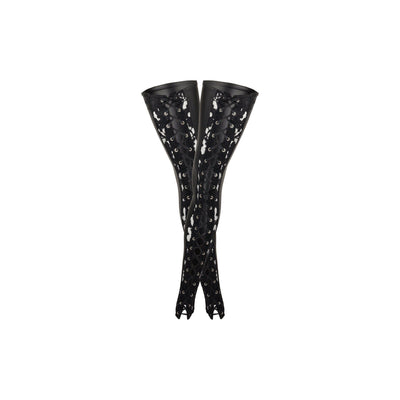 Noir Handmade Lace and Power Wetlook Stockings - Romantic Blessings
