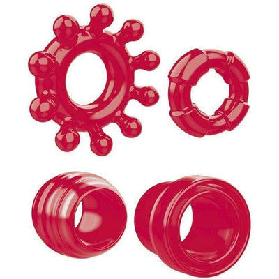 Ring The Alarm 4 Different Shapes & Textures Penis Ring Erection Enhancer Set - Romantic Blessings