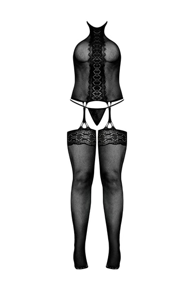 Magic Silk Seamless High-Neck Bodysuit & G-String Black One Size