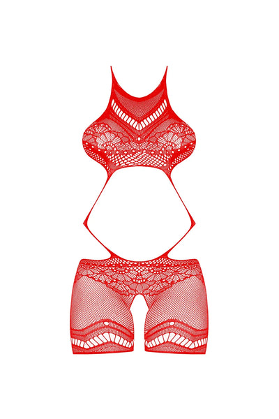 Magic Silk Seamless Crotchless Romper Red One Size