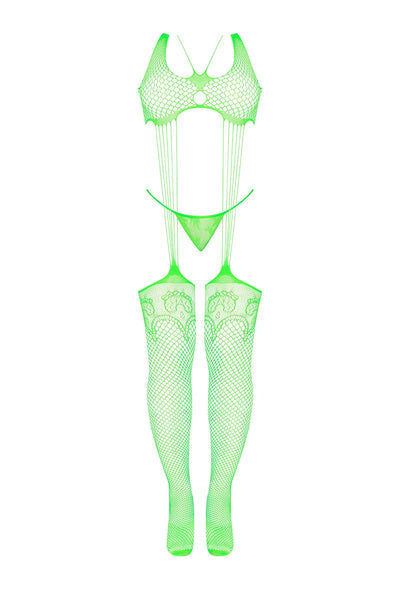 Magic Silk Seamless Bodystocking & G-String Panty Set Lime One Size
