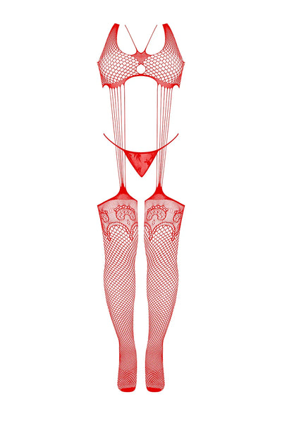 Magic Silk Seamless Bodystocking & G-String Panty Set Red One Size