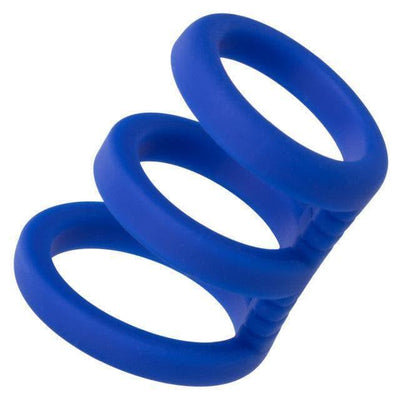 Admiral Triple Premium Silicone Penis Ring Cage Blue - Romantic Blessings