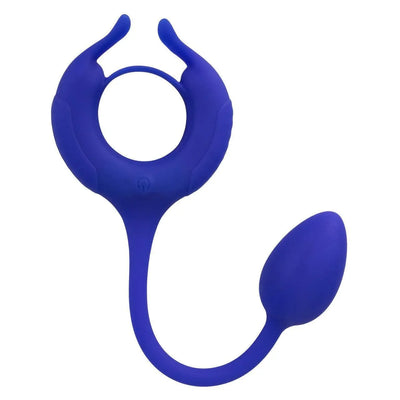 Admiral Plug and Play Weighted Silicone Penis Ring with Anal Plug Blue - Romantic Blessings