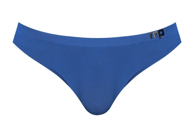 Male Power Seamless Sleek Thong with Sheer Pouch Blue