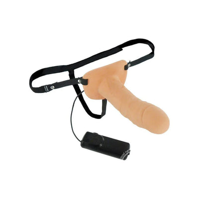 Size Matters Vibrating Hollow Strap On Flesh 6.5 Inch - Romantic Blessings