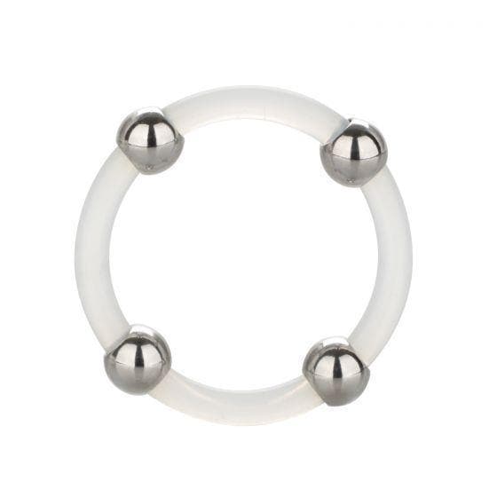 Steel Beaded Silicone Penis Ring Clear - Romantic Blessings