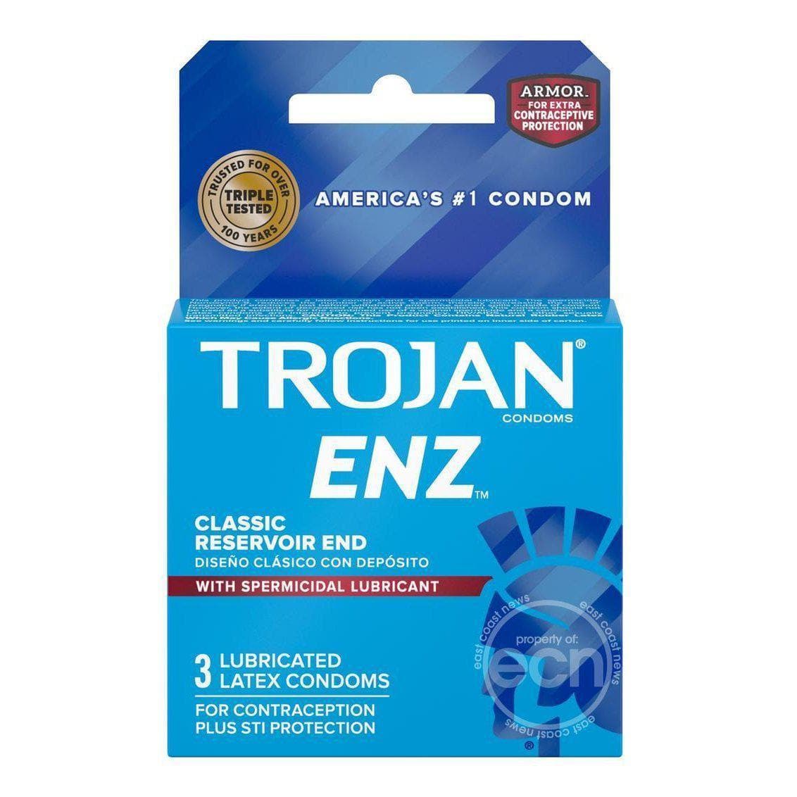 Trojan Condom Enz With Spermicidal Lubricant 3 Pack - Romantic Blessings