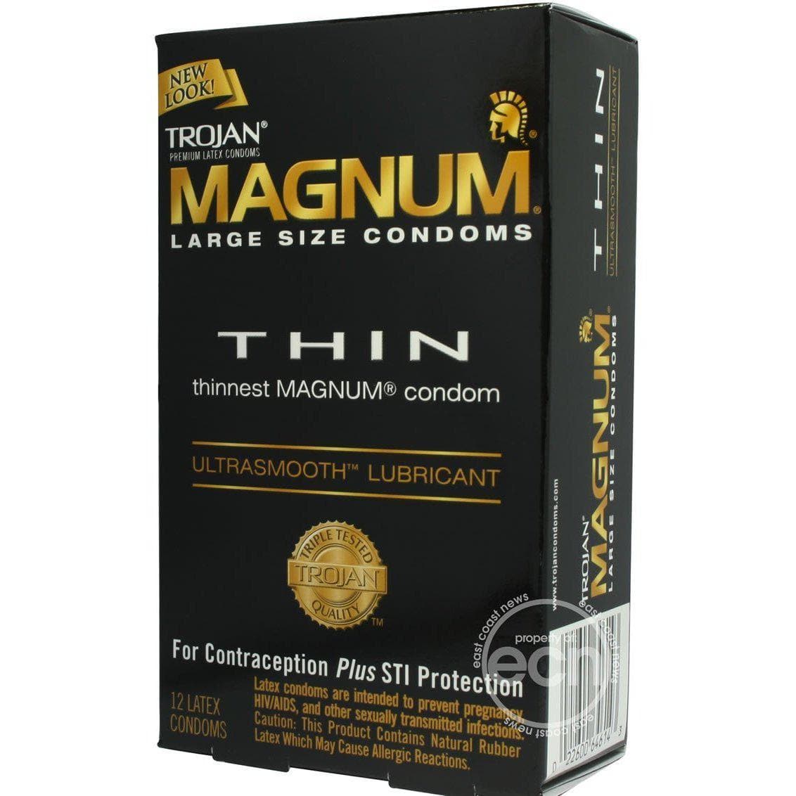 Trojan Condom Magnum Thin Large Size Lubricated 12 Pack - Romantic Blessings