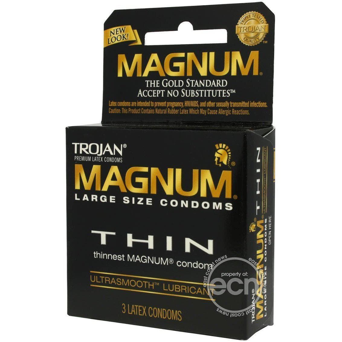 Trojan Condom Magnum Thin Large Size Lubricated 3 Pack - Romantic Blessings