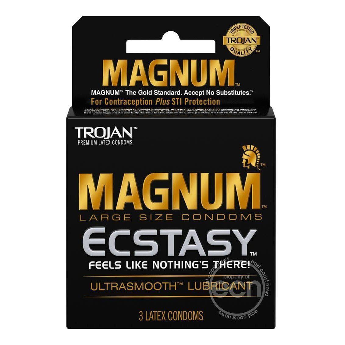 Trojan Magnum Ecstasy Ultra Smooth Lubricant Latex Condoms 3-Pack - Romantic Blessings