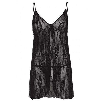 Leg Avenue Romantic Lace Babydoll With Matching G-String 2 Piece Black - Romantic Blessings