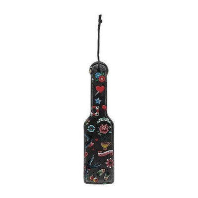 Shots Ouch! Old School Tattoo Style Printed Paddle Multi-Color - Romantic Blessings