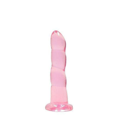 Shots RealRock Crystal Clear Non-Realistic 7 in Twisted Dildo With Suction Cup Pink - Romantic Blessings