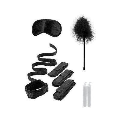 Shots Ouch! 6-Piece Bed Bindings Restraint Kit With Accessories Black - Romantic Blessings