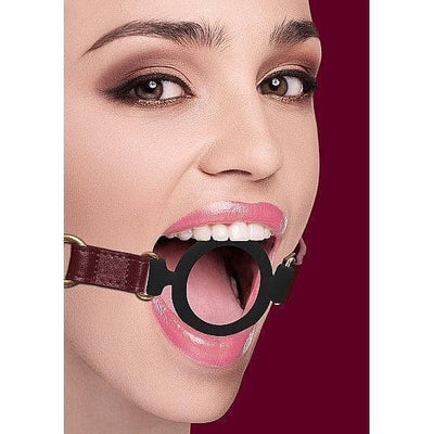 Shots Ouch! Halo Adjustable Silicone Ring Gag Burgundy - Romantic Blessings