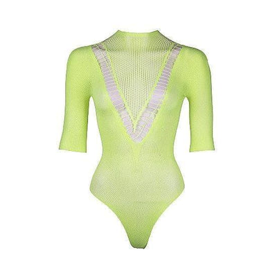 Shots Le Desir Bliss Short Sleeve Fishnet Teddy Green - Romantic Blessings