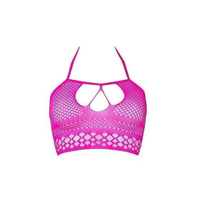 Shots Le Desir Bliss Strappy Fishnet Halter Top Pink - Romantic Blessings