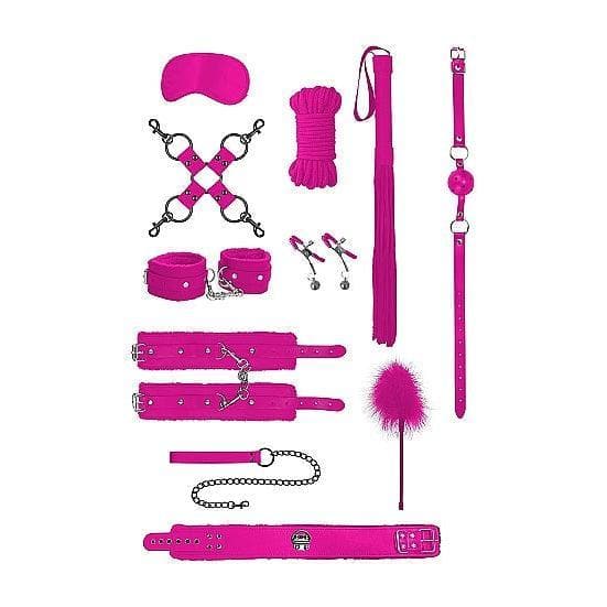 Shots Ouch! 11-Piece Intermediate Bondage Kit Pink - Romantic Blessings
