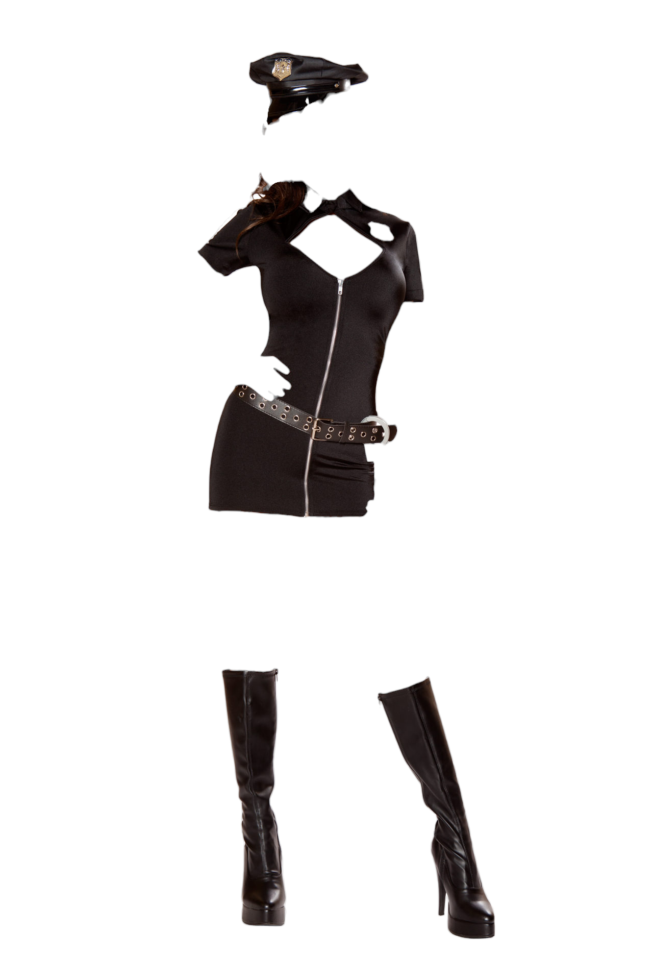 Roma Costume 6 PC Police Woman Hottie Dress Black