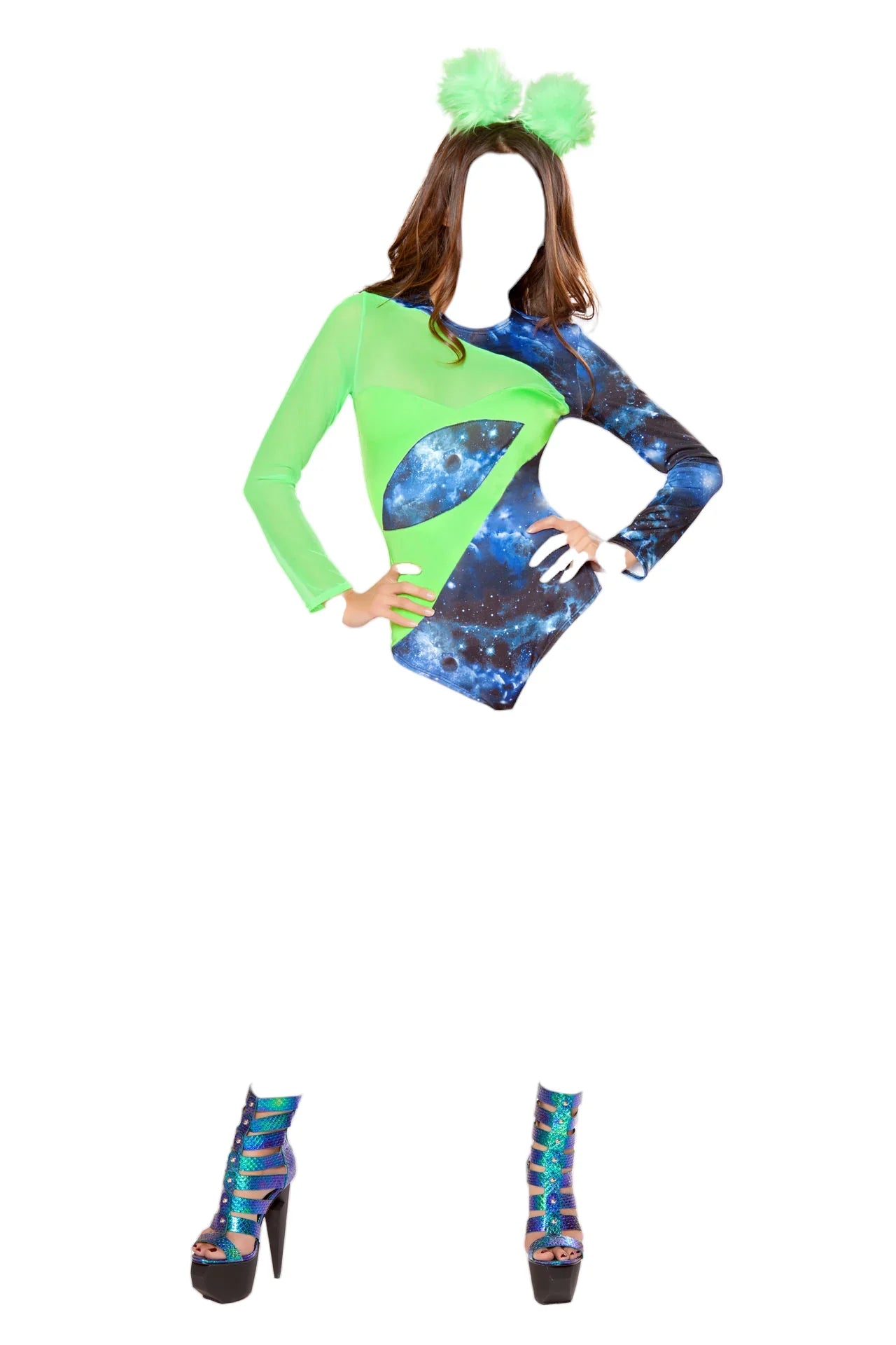 Roma Costume 2 PC Alien Babe Romper Green/Blue