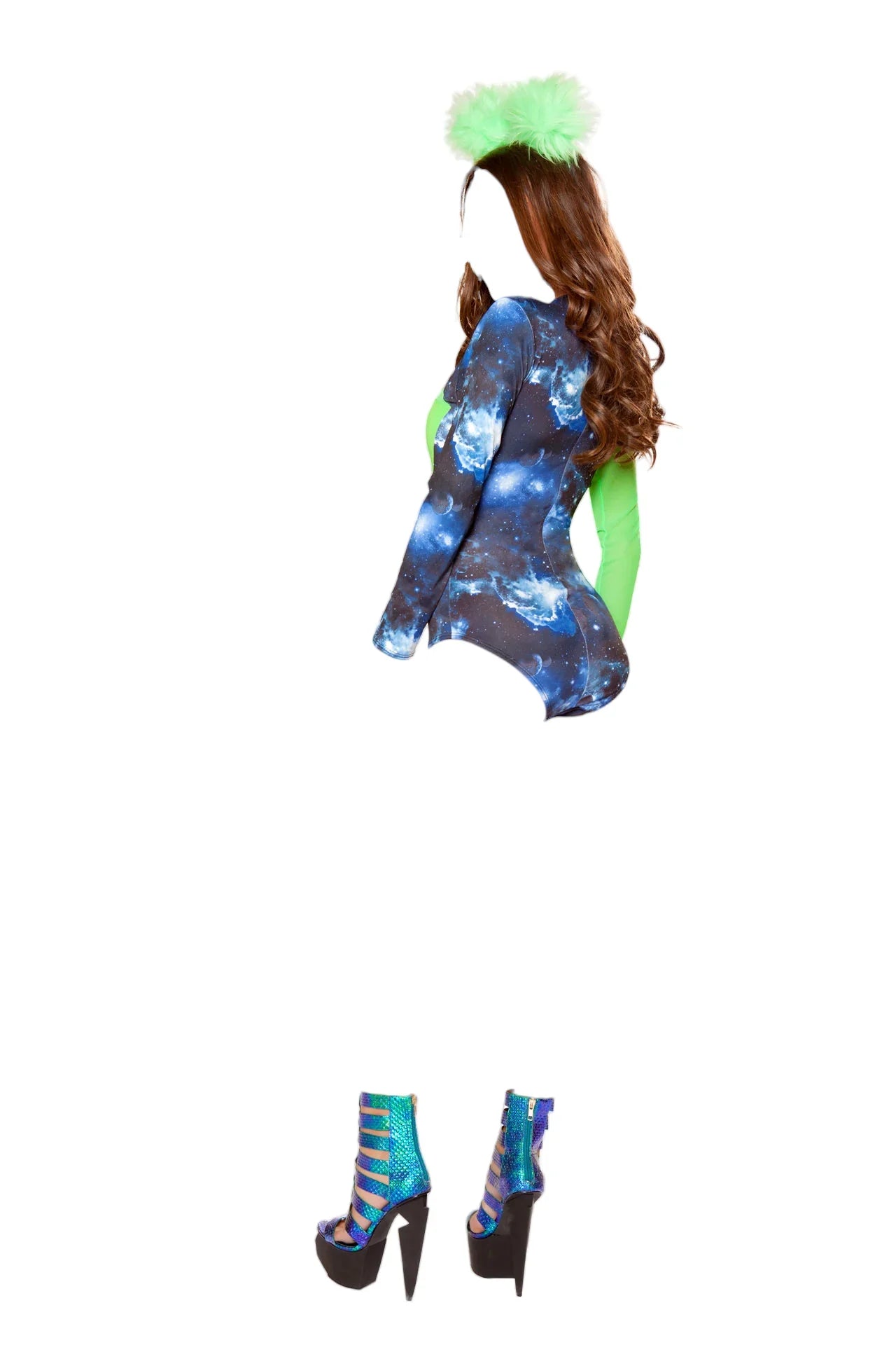 Roma Costume 2 PC Alien Babe Romper Green/Blue