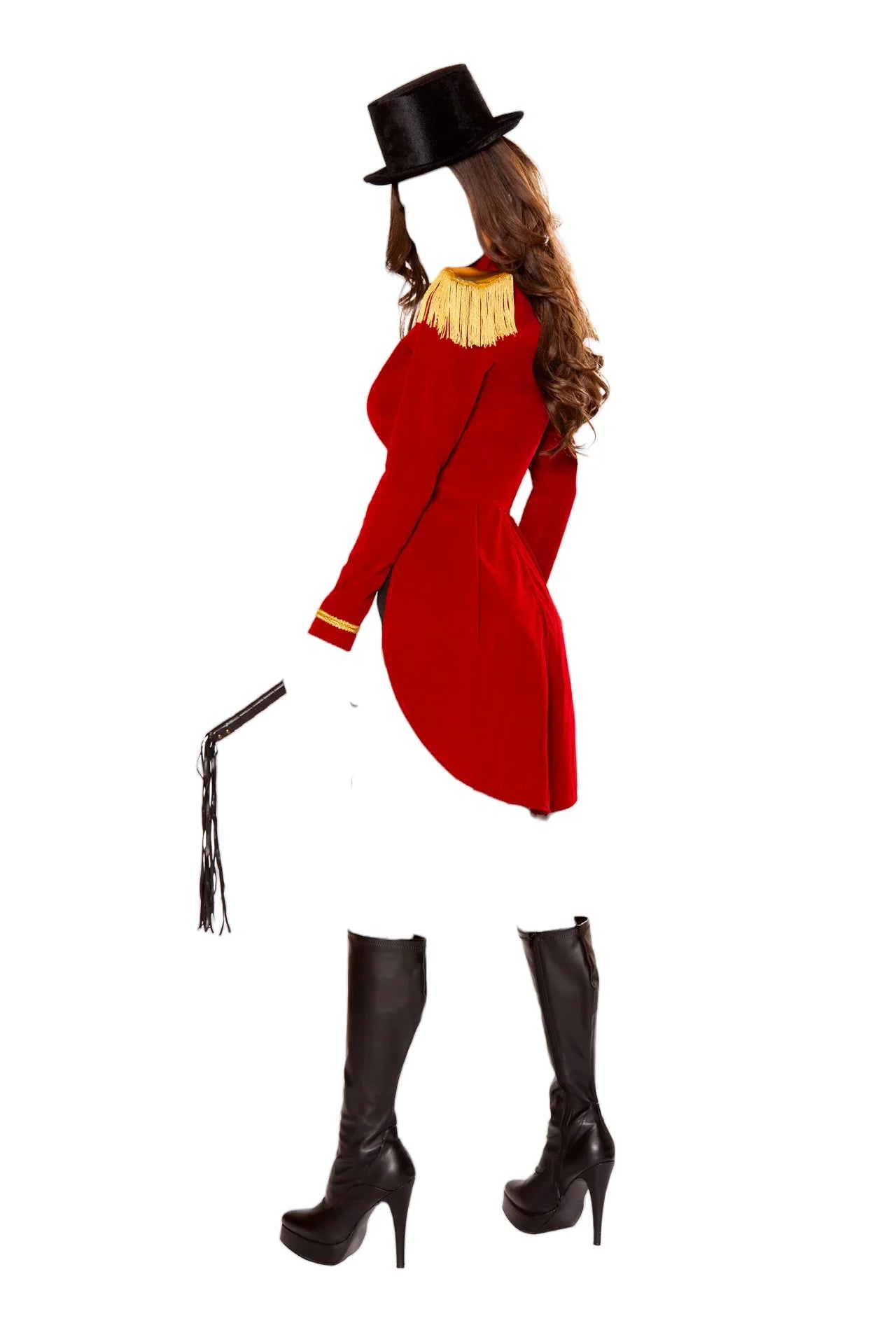 Roma Costume 4 PC Sassy Ring Leader Romper with Fringe Shoulder Pads Black/Red/Gold