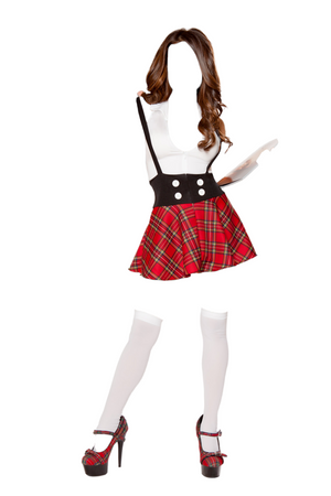 Roma Costume 1 PC Teasing School Girl Dress with Suspenders Black/White/Red