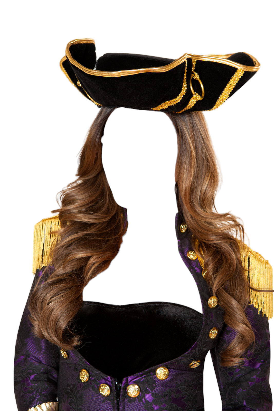 Roma Costume 4 PC Pirate Queen Romper & Long Coat Black/Purple/Gold