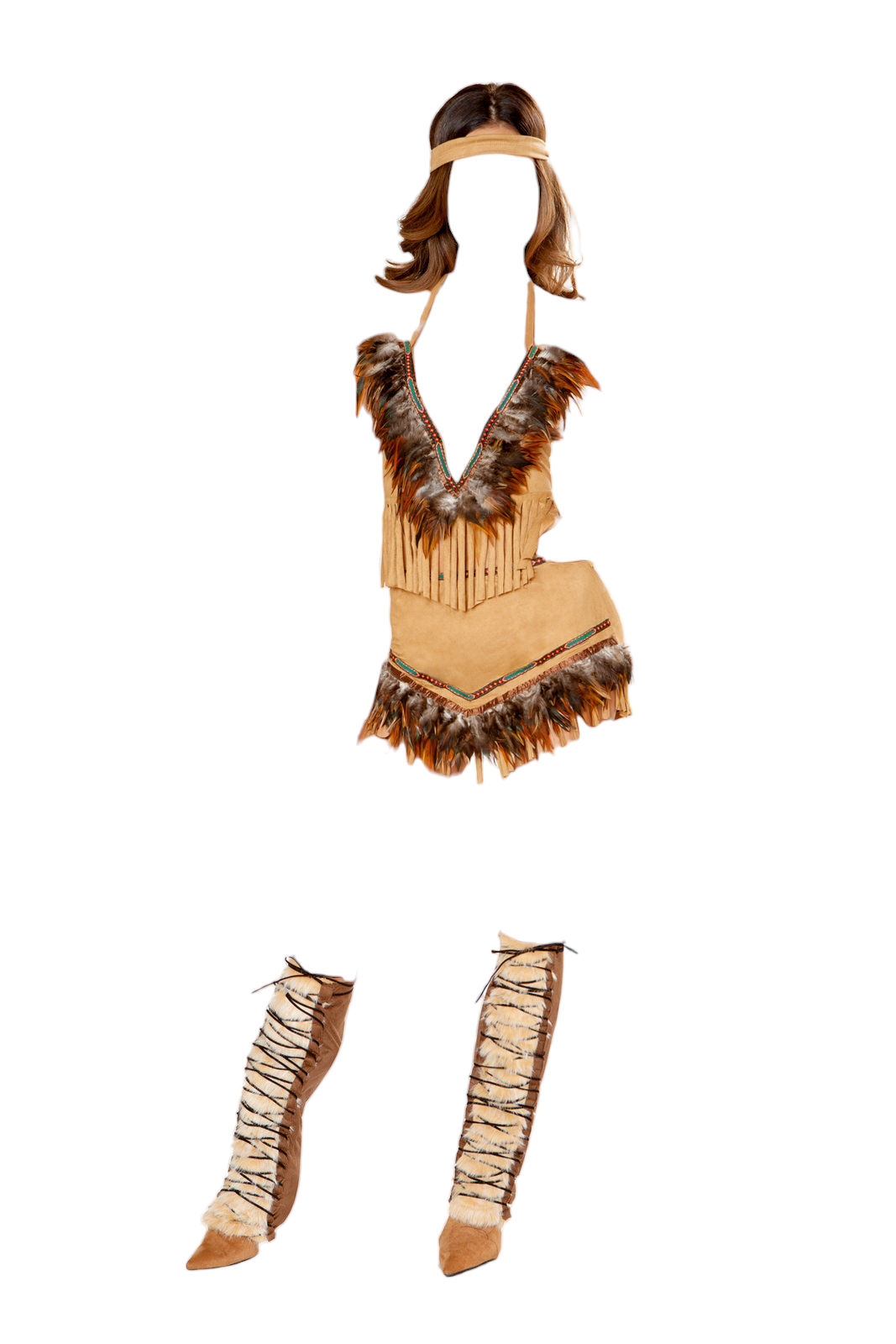 Roma Costume 3 PC Cherokee Inspired Hottie Top and Skirt Beige