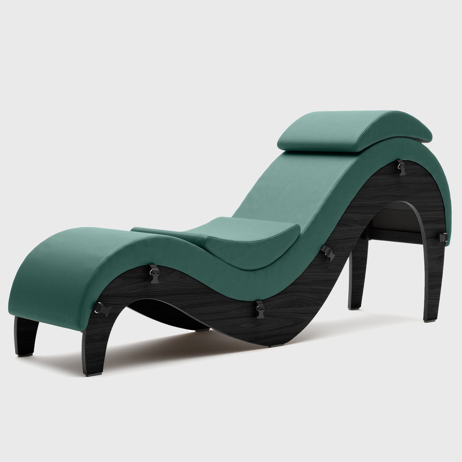 Liberator Supervio Premier Ultraleather Sex Chaise with Black Oak Frame and Cuff Kit