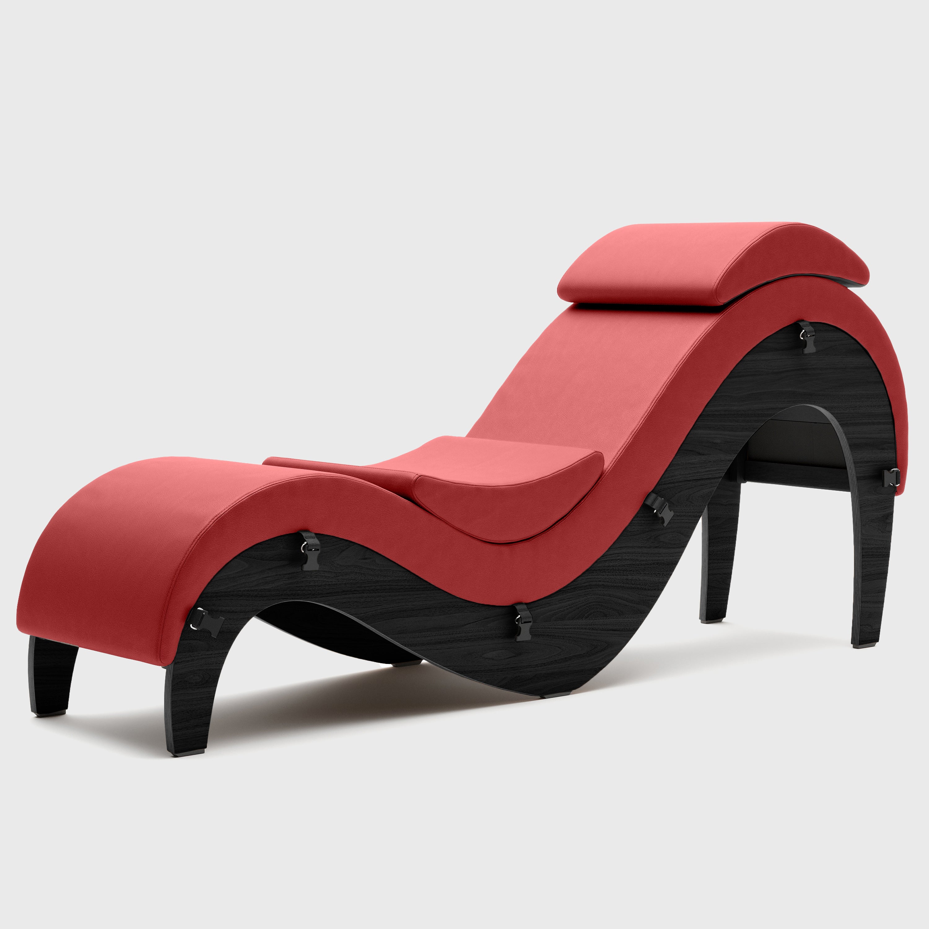 Liberator Supervio Premier Ultraleather Sex Chaise with Black Oak Frame and Cuff Kit