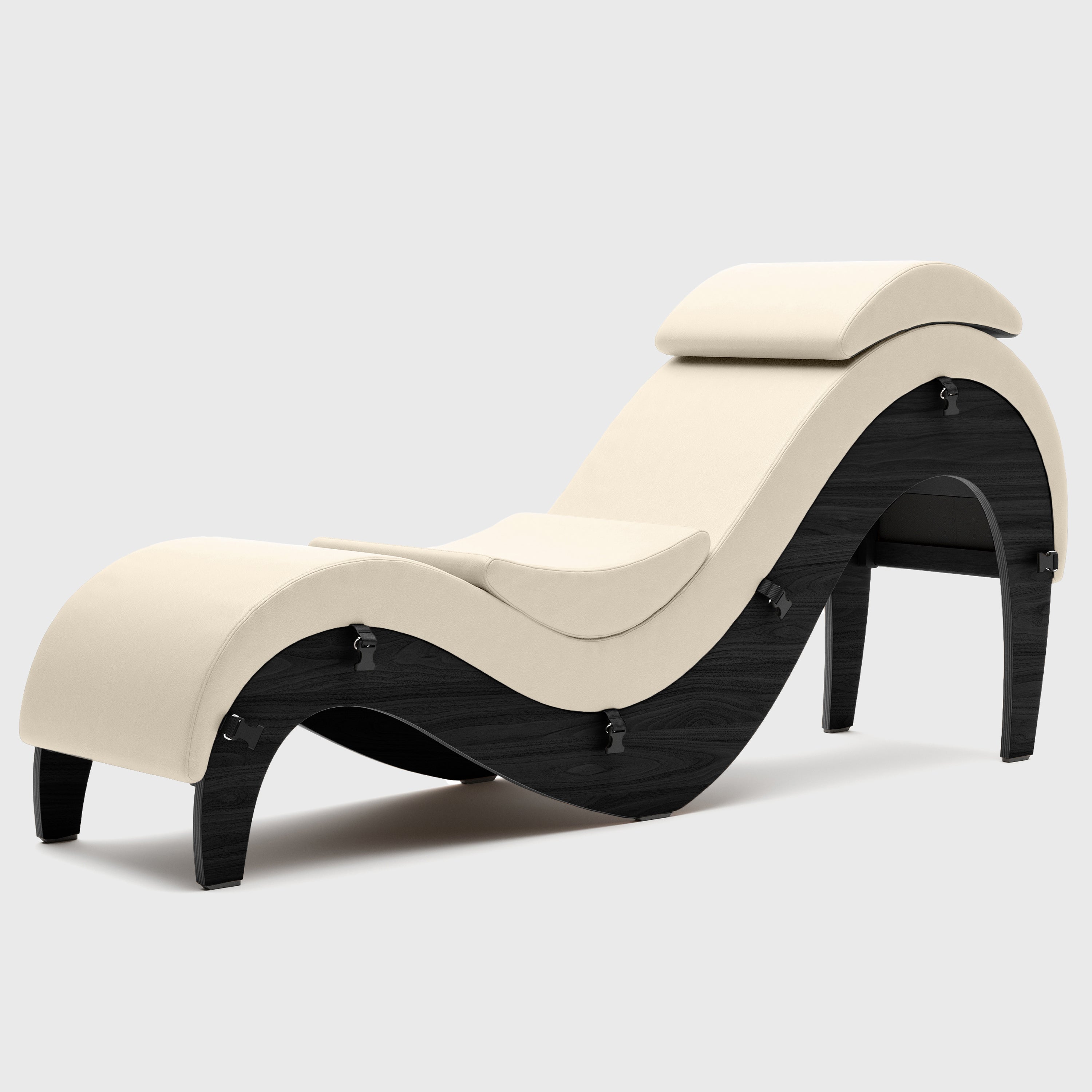 Liberator Supervio Premier Ultraleather Sex Chaise with Black Oak Frame and Cuff Kit