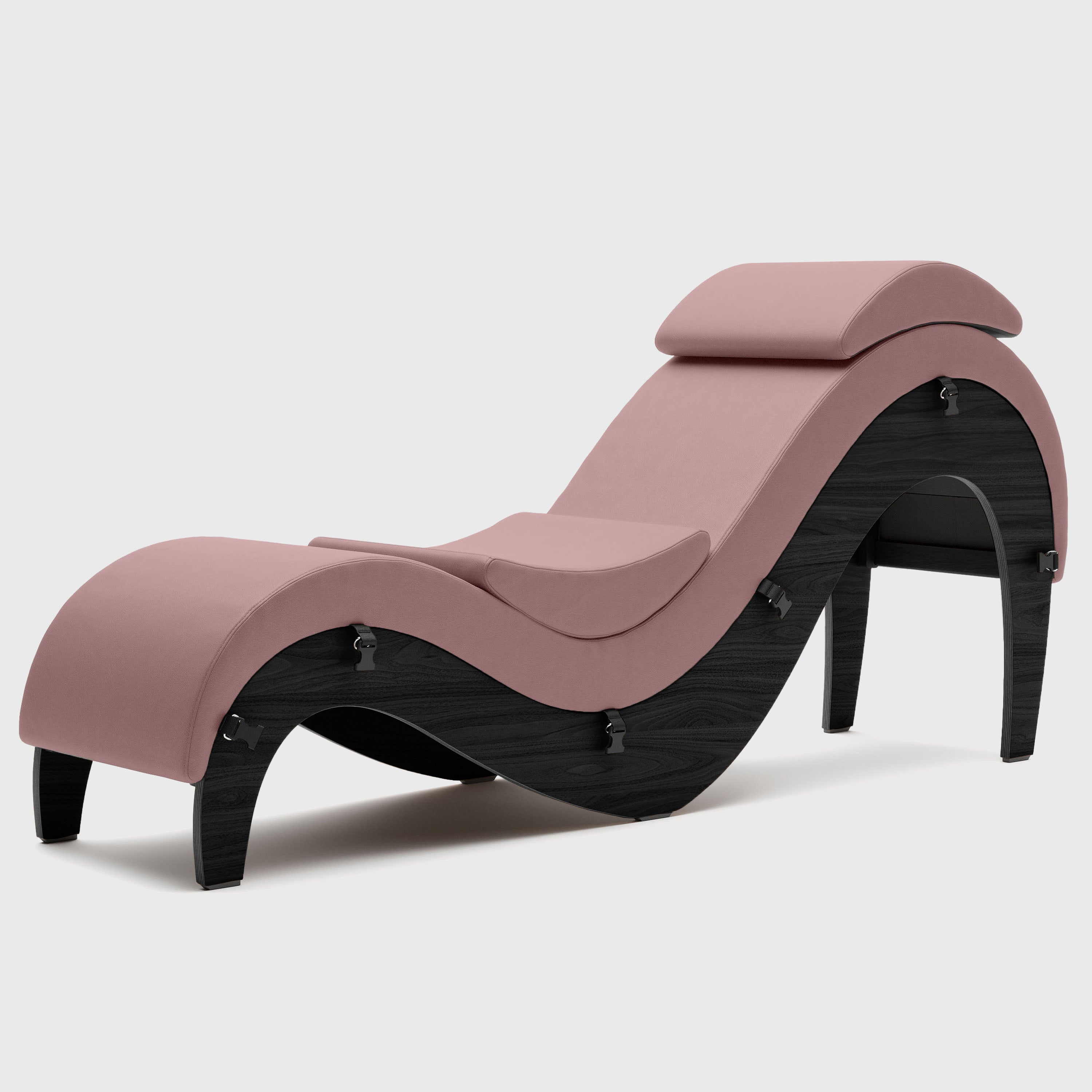 Liberator Supervio Premier Ultraleather Sex Chaise with Black Oak Frame and Cuff Kit